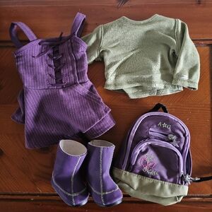 RETIRED American Girl Just Like You Jumper and Boots Set & Backpack HTF